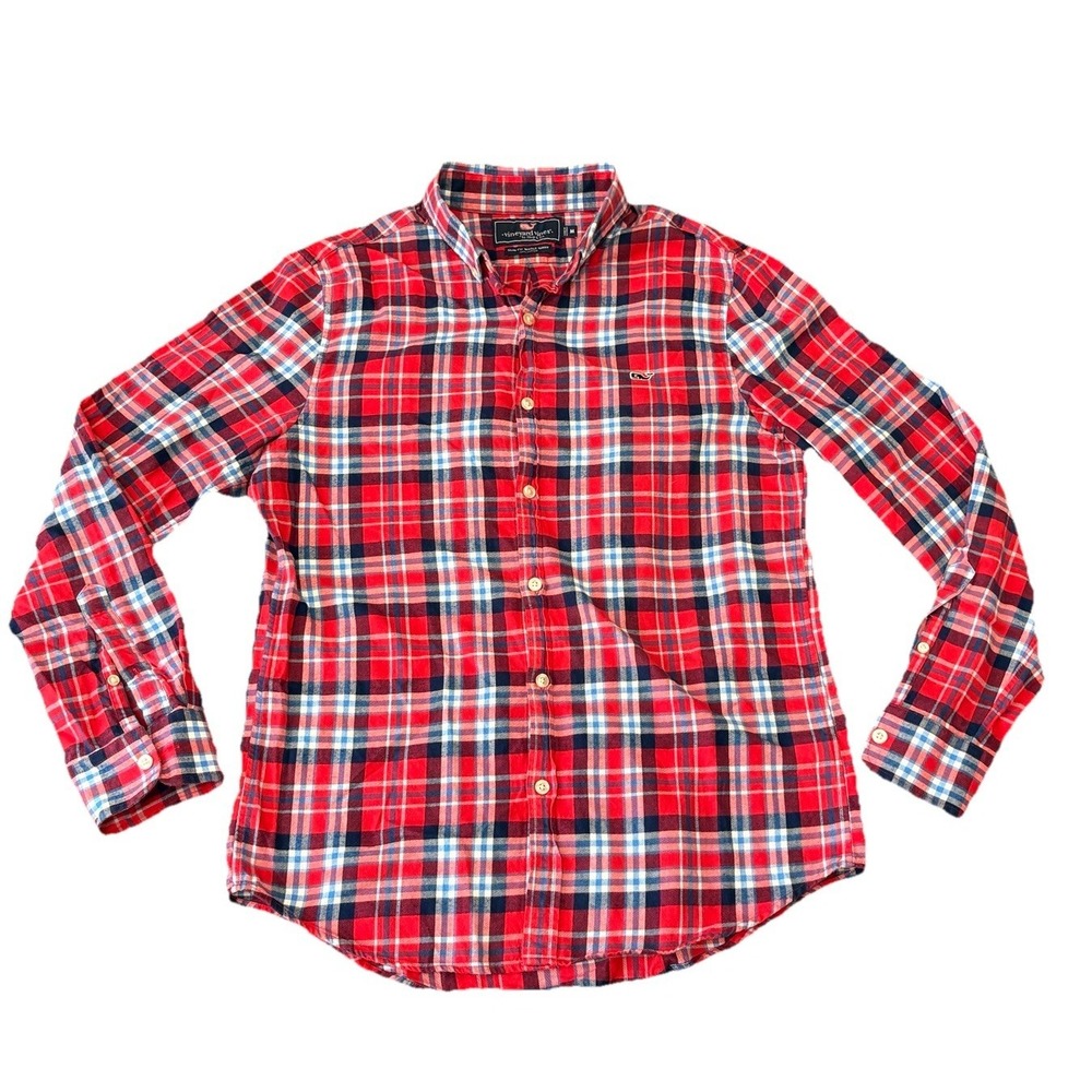 Vineyard Vines Whale Shirt Plaid Long Sleeve Button‎ Down Medium Slim Fit
